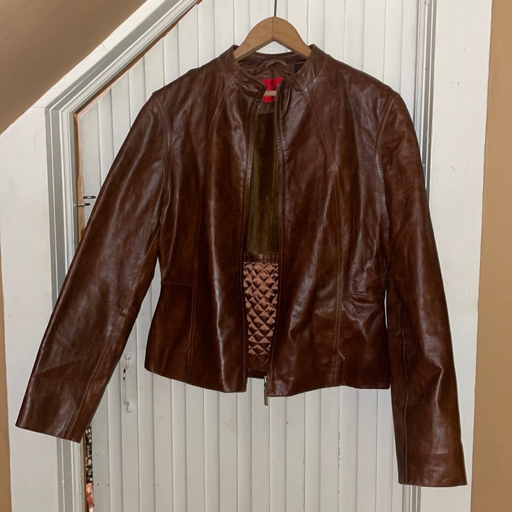 Nicole Miller vintage cropped leather jacket